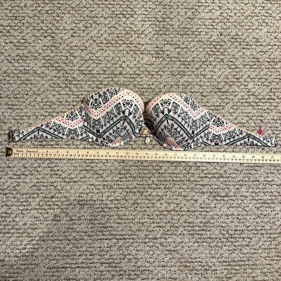 Victoria's Secret Bikini Top 34dd strapless Bandeau Tassel Shell Geo Aztec - Picture 1 of 6